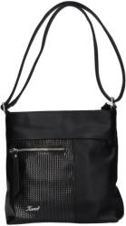 Karen Lena fekete színű, női rostbőr kézitáska, válltáska (KA-D412-FEKETE-LAKK)