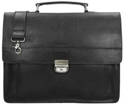  Burkely Scott Vintage fekete bőr oldaltáska, aktatáska, 2 rekeszes (9006378-22-10)