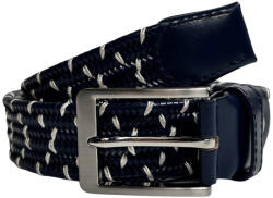  Rialto fonott sötétkék-fehér bőr gumírozott férfi bőr öv, 125 cm (BS-F0083-40-JQ-125cm)