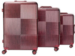 Pierre Cardin prémium minőségű bordó pp keményfalú bőrönd szett 55/65/75 cm (19418)