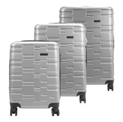 Gravitt 3 db-os ezüst abs keményfalú bőrönd szett 55/67/76 cm (43138)