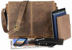  Greenburry férfi bőr fekvő válltáska, oldaltáska 15, 6 (GB-1632-25-brown)