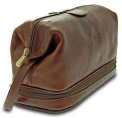 GIUDI fenék rekeszes, olasz férfi bőr neszeszer, kozmetikai táska 27 x 16 cm (G-3264-GD-Marrone)