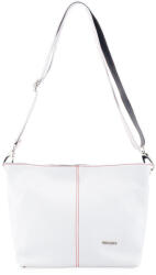 RIALTO fehér-sötétkék női bőr válltáska, levehető pántos 21x21x12 cm (R259X-DO-TR)