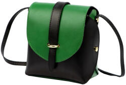GREGORIO 1717-2 fekete-zöld női bőr válltáska 16 x 18 x 9 cm (51672)