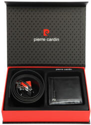 Pierre Cardin ZG-111 fekete férfi bőrpénztárca, bőr öv ajándék szett 120 cm (44881)