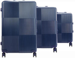 Pierre Cardin prémium minőségű kék pp 3 részes keményfalú bőrönd szett 55/65/75 cm (43372)