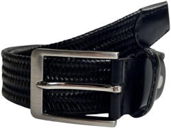  Rialto fonott fekete bőr gumírozott férfi bőr öv, 130 cm (BS-F0083-40-03-130cm)