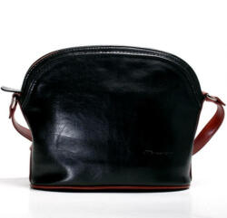 MONARCHY Vilma fekete-konyak női bőr válltáska 25 x 19 cm (M-27025-5)