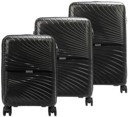Pierre Cardin fekete polipropilén 3 részes keményfalú bőrönd szett, 55/67/77 cm (53631)