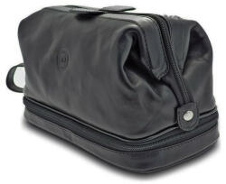 GIUDI fenék rekeszes, olasz férfi fekete bőr neszeszer, kozmetikai táska 27 x 16 cm (G-3264-GD-Nero)