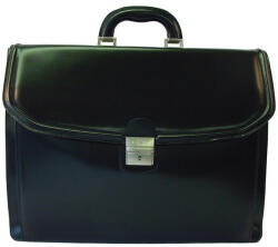  Blázek & Anni fekete színű tripla rekeszes, elöl zsebes férfi bőr aktatáska 42, 5 x 32, 5 cm (BA-984-H)