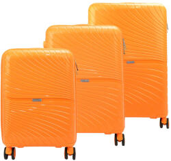 Pierre Cardin narancs polipropilén 3 részes keményfalú bőrönd szett, 55/67/77 cm (53632)