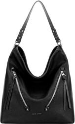 David Jones nagyméretű, fekete színű, női rostbőr kézitáska, válltáska (DJ-6874-2-BLACK)