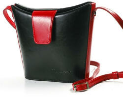 MONARCHY Karolina fekete-piros női bőr válltáska 22 x 18 cm (M-34723-5)