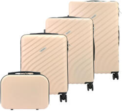 GREGORIO púderszín keményfedelű ABS bőrönd szett, kozmetikai táskával 31/56/67/77 cm (46527)