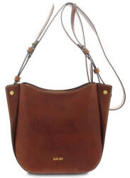 GIUDI Simona Tracollina női bőr design válltáska, Vacchetta 28 × 22 cm (G-12111-GD-marrone)