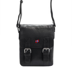  Nordee HN1550 fekete férfi bőr oldaltáska, válltáska 18.5 x 21.5 x 6.5 cm (44736)