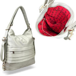  Zellia Hz-111 női válltáska, hátizsákká alakítható gyöngyház-arany 37 x 13 x 3 cm (Z-85512627)