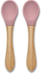 Lorelli Szilikon kanalak bambusz nyéllel, 2db - deep pink