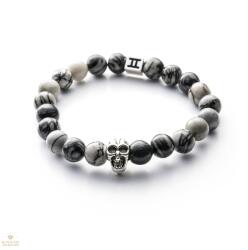 Gemini Classic Skull Grey jáspis karkötő S - C4S