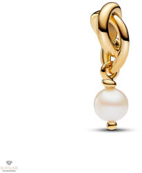 Pandora 14k aranyozott kezelt édesvízi tenyésztett gyöngyös örökkévalóság kör függő charm - 763462C06
