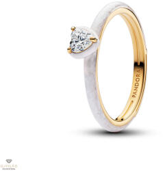 Pandora Me szív gyűrű cirkóniával és csillogó fehér zománccal 54-es méret - 163088C01-54