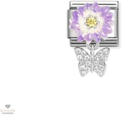 NOMINATION "Lila virág és pillangó függő" charm - 331814-11