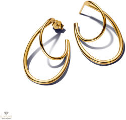 Pandora 14K aranyozott organikus formájú dupla karika-fülbevaló - 263870C00