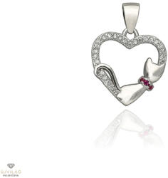 Újvilág Kollekció Ezüst szív cicával medál - 09139-48