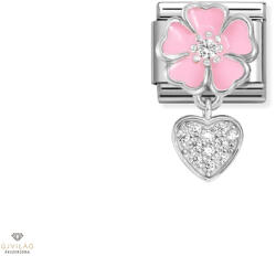 NOMINATION "Rózsaszín virág és szív függő" charm - 331814-01