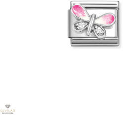 NOMINATION "Rózsaszín fehér pillangó" charm - 330321-09