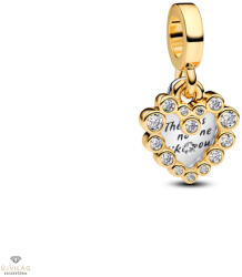 Pandora 14K aranyozott szikrázó szív dupla függő charm - 763765C01