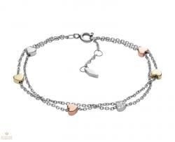 Fossil Sutton Heart Tri-Tone női karkötő - JF02854998