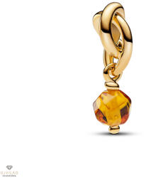 Pandora 14k aranyozott fazettált mézszínű örökkévalóság kör függő charm - 763462C11