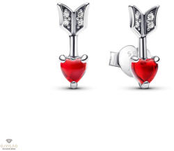 Pandora Nyíl és muranói üveg szív gombfülbevaló - 293668C01
