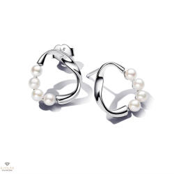Pandora édesvízi tenyésztett gyöngyös organikus karika fülbevaló - 293276C01
