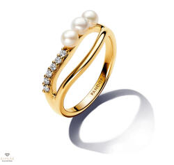 Pandora organikus formájú édesvízi tenyésztett gyöngyös dupla gyűrű 54-es méret - 163258C01-54