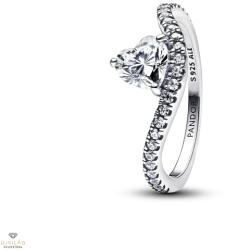 Pandora Hullámzó pavé szív gyűrű 54-es méret - 193661C01-54