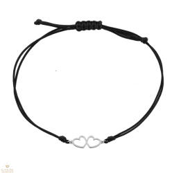 Ekan fehér arany dupla szív karkötő - XB42640L-F