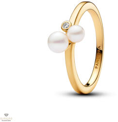 Pandora 14k aranyozott dupla édesvízi tenyésztett gyöngyös gyűrű 60-as méret - 163156C01-60