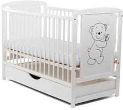 BabyNeeds Patut din lemn cu sertar BabyNeeds Timmi 120x60cm White (BOTIM02AL)