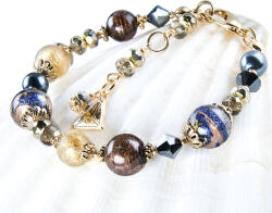 Lampglas Csodálatos karkötő Egyptian Queen Lampglas gyönggyel, 24 karátos arannyal BP28