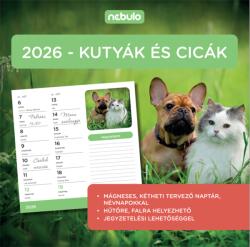 NEBULO Kutya-Cicák 2026 2 heti mágneses naptár (HMN-26-K&C) - bestbyte