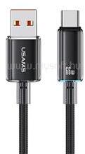 USAMS CLOUD SERIES adatkábel (USB - Type-C, 6A, gyorstöltő, 120cm) FEKETE (SJ658USB01) (SJ658USB01)