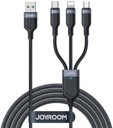JOYROOM Cablu Incarcare Joyroom USB-A - Lightning / microUSB / USB-C S-A18 18W 0.3m Negru