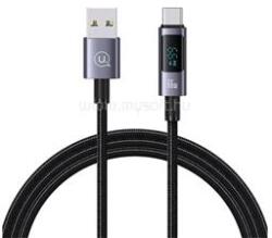 USAMS SUFENG adatkábel (USB - Type-C, 66W, gyorstöltő, 120cm, LED kijelző) SÖTÉTSZÜRKE (SJ673USB01) (SJ673USB01) - mysoft