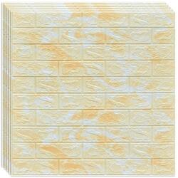 HOZRO 10 db-os HOZRO öntapadós 3D tapéta készlet, téglautánzat modell, 5, 39 négyzetméter alapterületű, modern dizájn, nagyon könnyen felszerelhető, Sárga kő (TAPET59-10BUC)