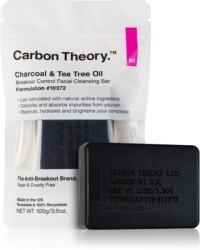 Carbon Theory Charcoal & Tea Tree Oil tisztító kemény szappan az arcbőr megnyugtatására 100 g