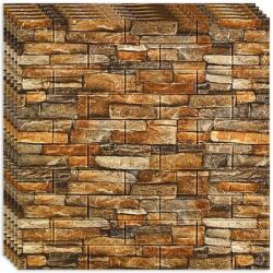 HOZRO 20 db-os HOZRO öntapadós 3D tapéta, téglautánzat modell, 10, 78 négyzetméteres készlet, modern dizájn, nagyon könnyen felszerelhető, barna kő (TAPET62-20BUC)